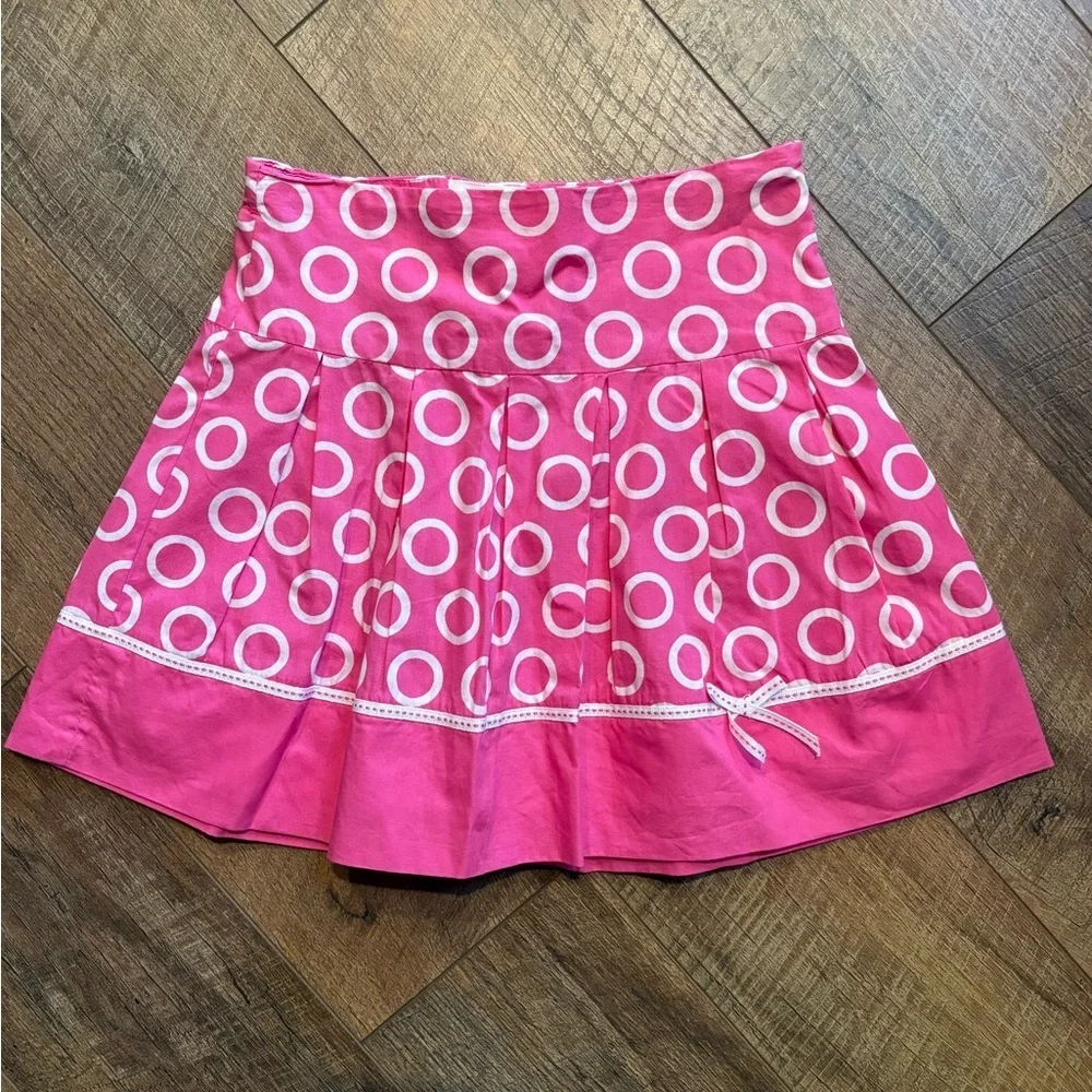 Girls Pink Circle Print Cotton Skirt Size 6X 7 NWOT Easter Spring